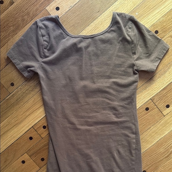Zenana Premium Brown Short Sleeve Stretch Fitted T-Shirt Dress Small - Picture 5 of 6